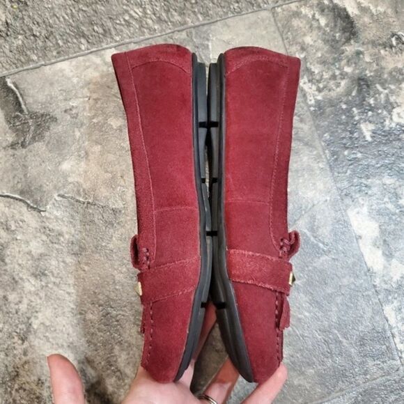 Vionic Orthaheel Thera Burgundy Wine Studded Stud Kiltie Fringe Moccasin Loafers - Picture 3 of 8